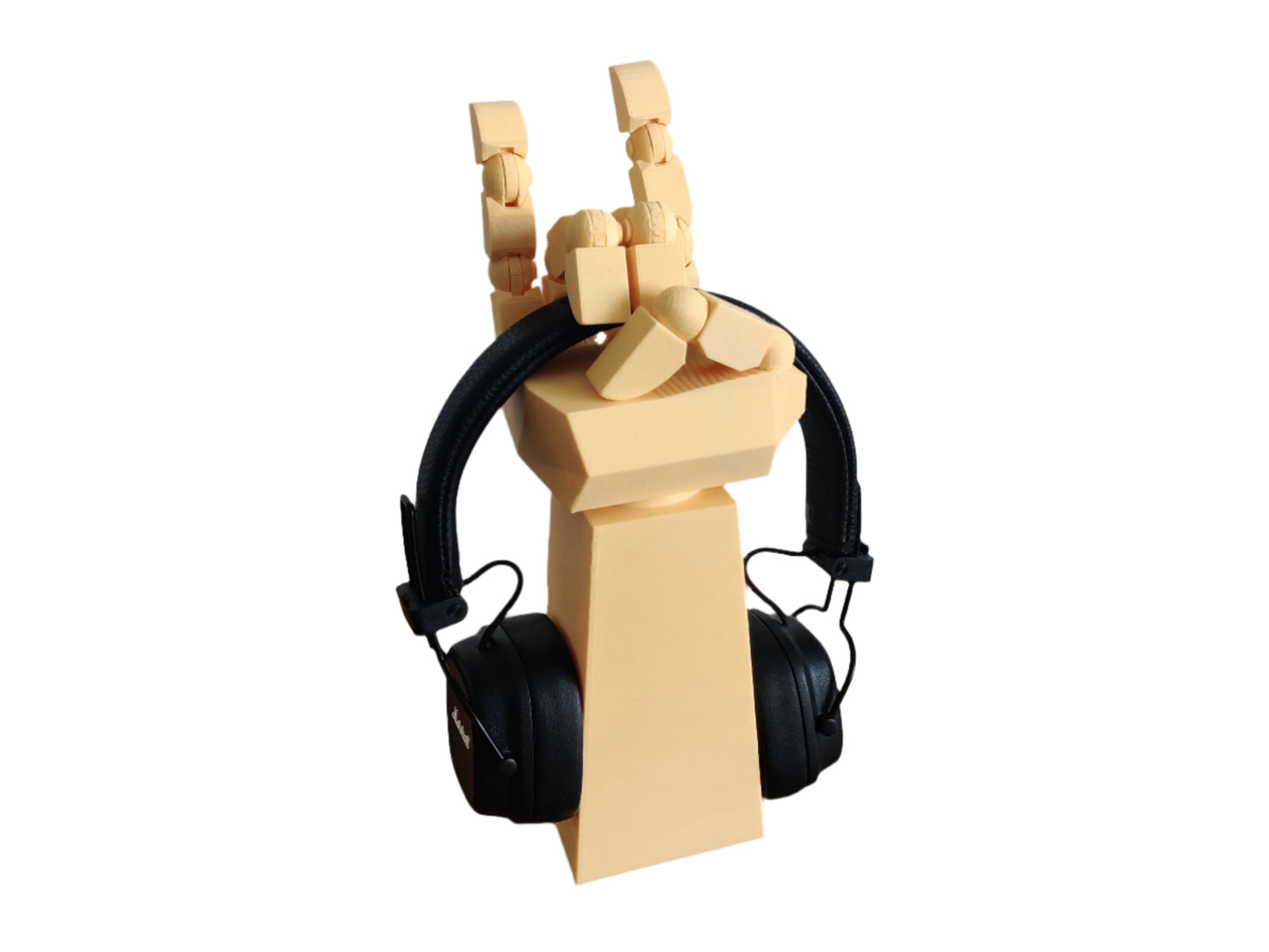 Creative Wooden Headphone Stand - 3D Printed Movable Hand as Desk Organizer & Stylish Decor