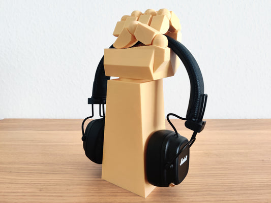 Creative Wooden Headphone Stand - 3D Printed Movable Hand as Desk Organizer & Stylish Decor