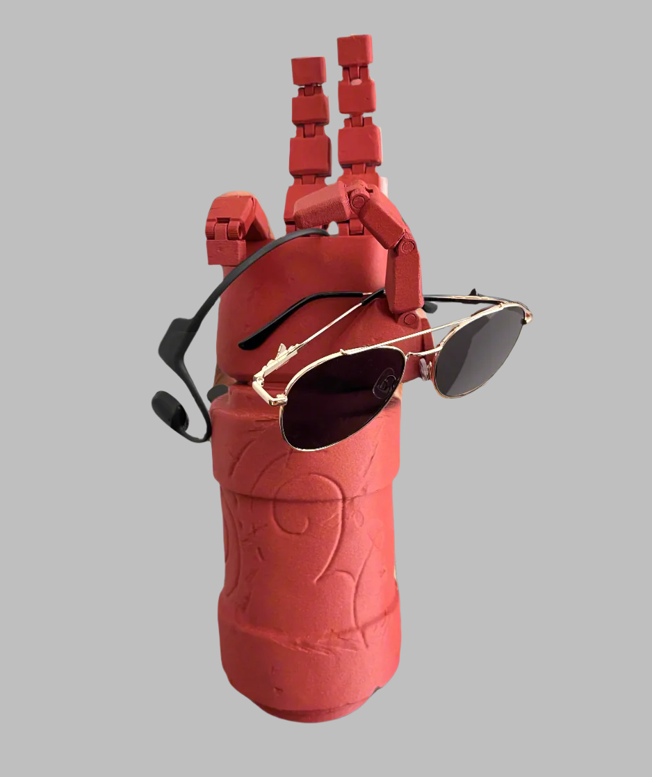 Hell-Themed Movable Hand Headphone Stand – 3D Printed Headset Holder with Brick Texture