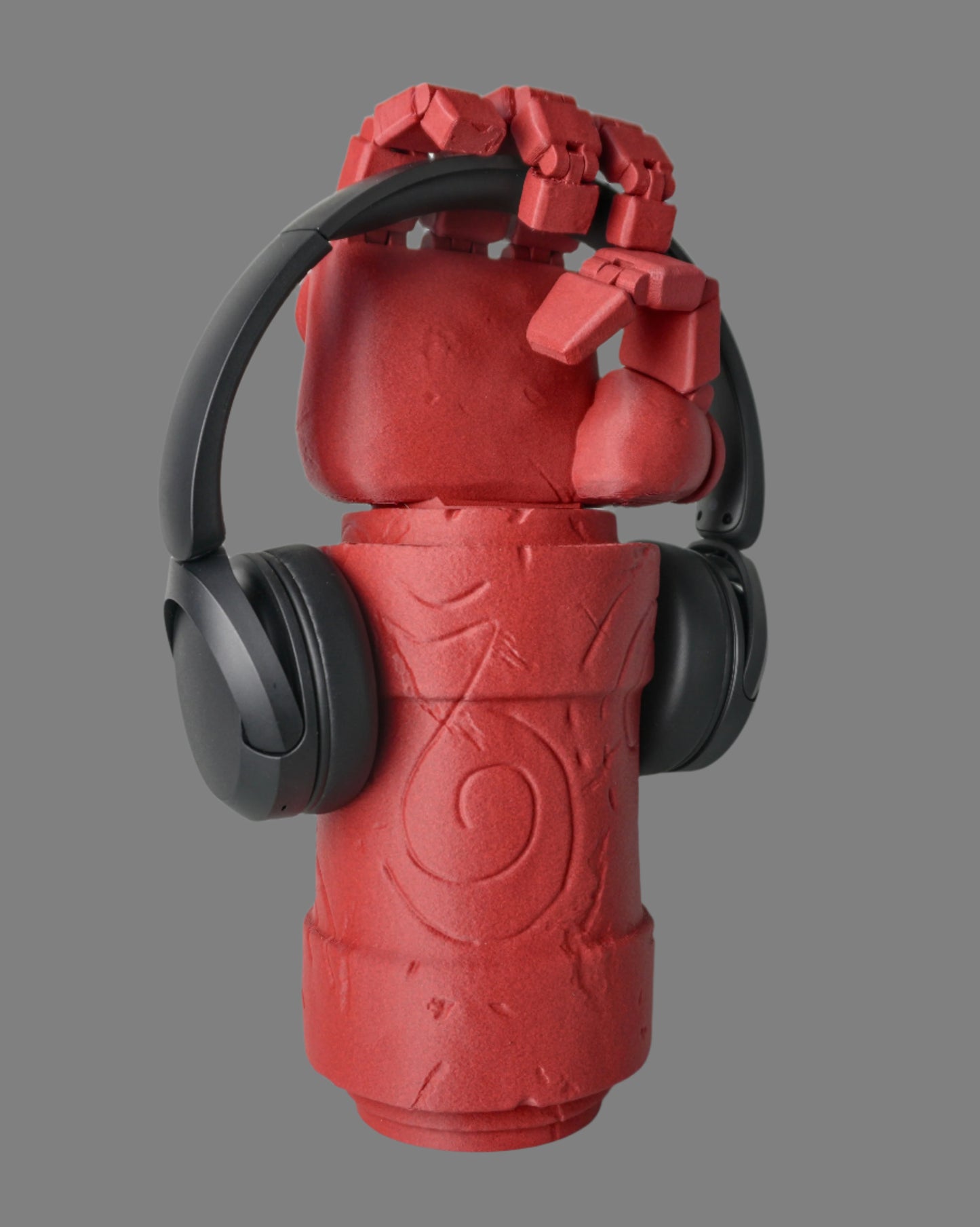 Hell-Themed Movable Hand Headphone Stand – 3D Printed Headset Holder with Brick Texture